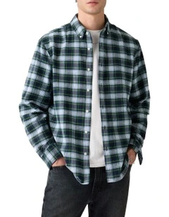 Authentic Button-Down Shirt Raffa Plaid in Dark Green