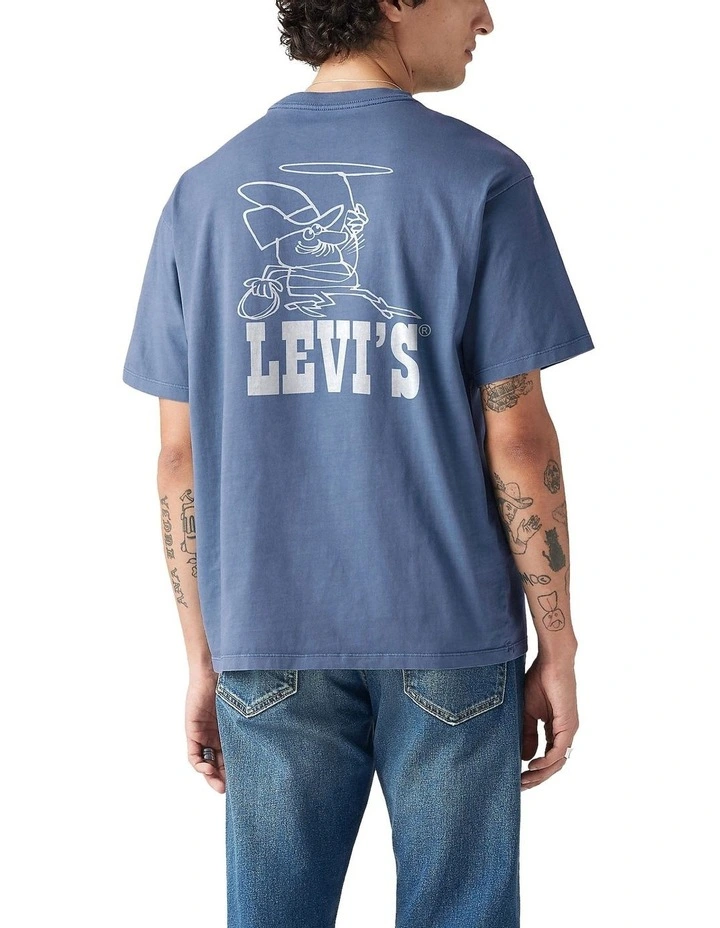 Graphic Vintage Fit T-shirt in Vintage Indigo image 2