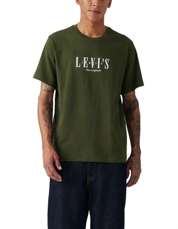 Relaxed Fit Short Sleeve Graphic T-shirt in Kombu Green
