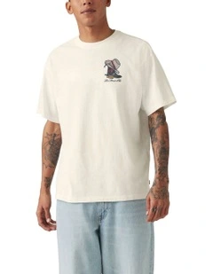 Graphic Vintage Fit T-shirt in Boots and Hat Egret