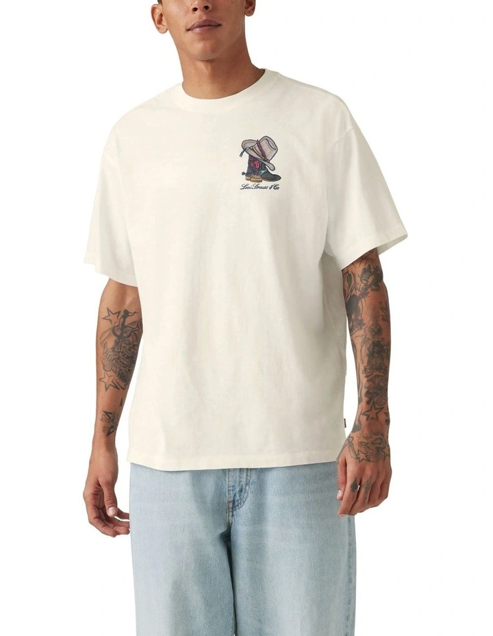 Graphic Vintage Fit T-shirt in Boots and Hat Egret image 1