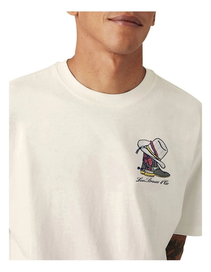 Graphic Vintage Fit T-shirt in Boots and Hat Egret image 4