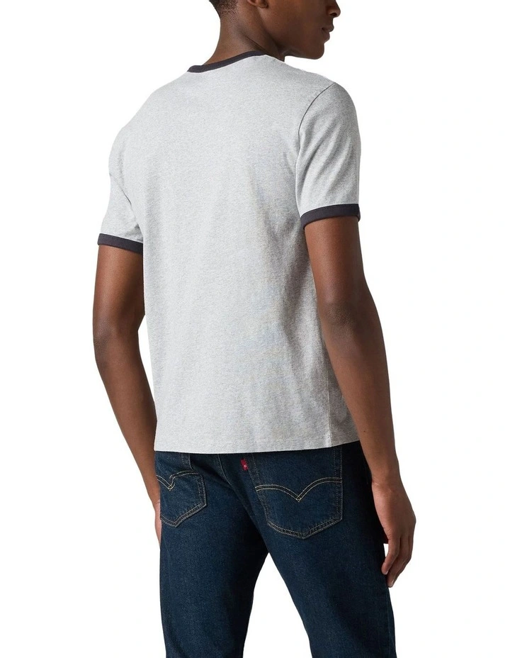 Retro Embroidered Ringer Tee in Vintage Heather Grey image 2