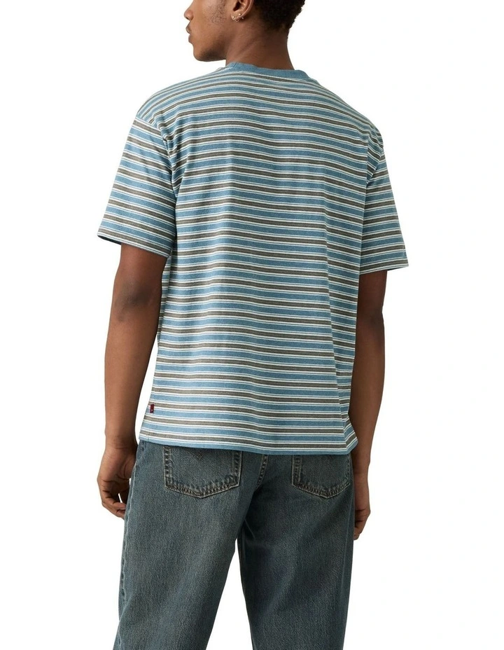 Red Tab Vintage T-shirt in Tobi Stripe Indigo image 2
