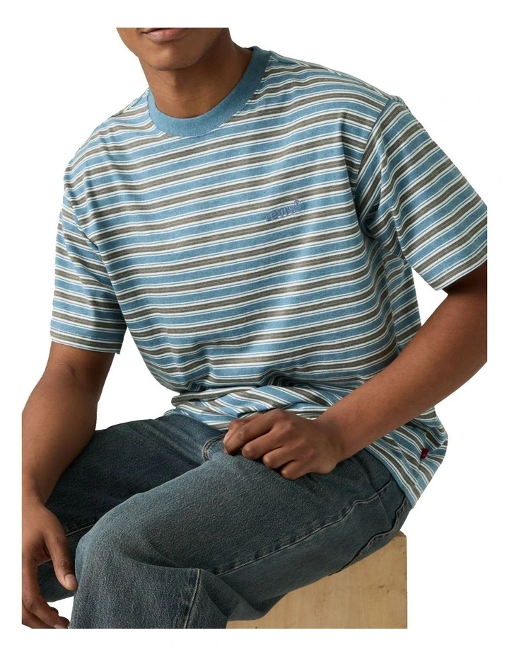 Red Tab Vintage T-shirt in Tobi Stripe Indigo image 4