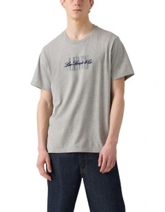 Relaxed Short Sleeve Graphic T-shirt in Heather Grey