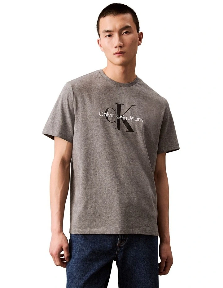 Embroidered Short Sleeve Hero Monogram Tee 20S Archive in Med Grey image 1