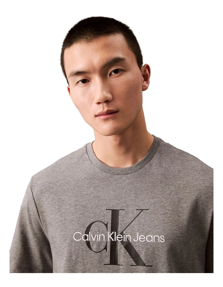 Embroidered Short Sleeve Hero Monogram Tee 20S Archive in Med Grey image 3