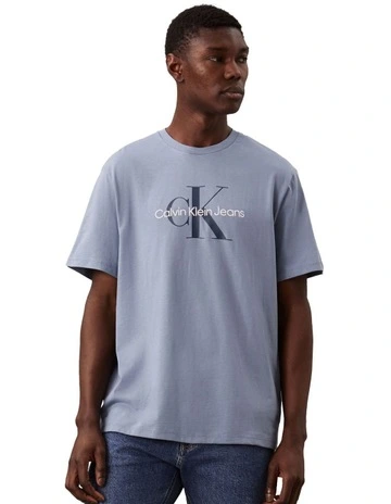 Embroidered Short Sleeve Hero Monogram Tee 20S Archive in Winward Blue