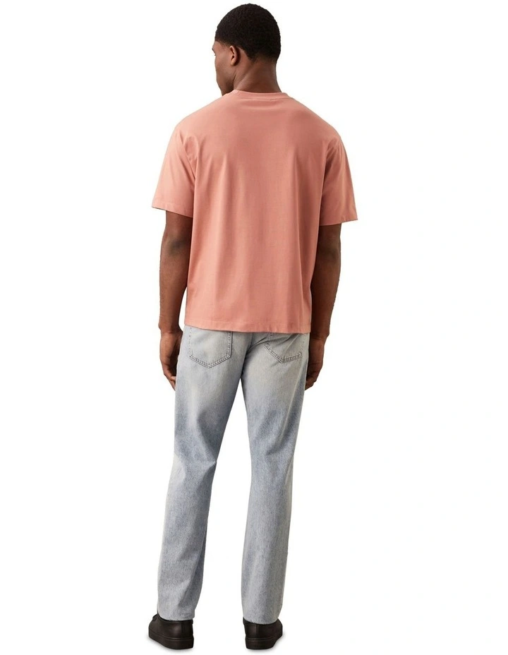 Short Sleeve Center Chain Stitch 16S Relaxed Tee in Sunset Rose image 2