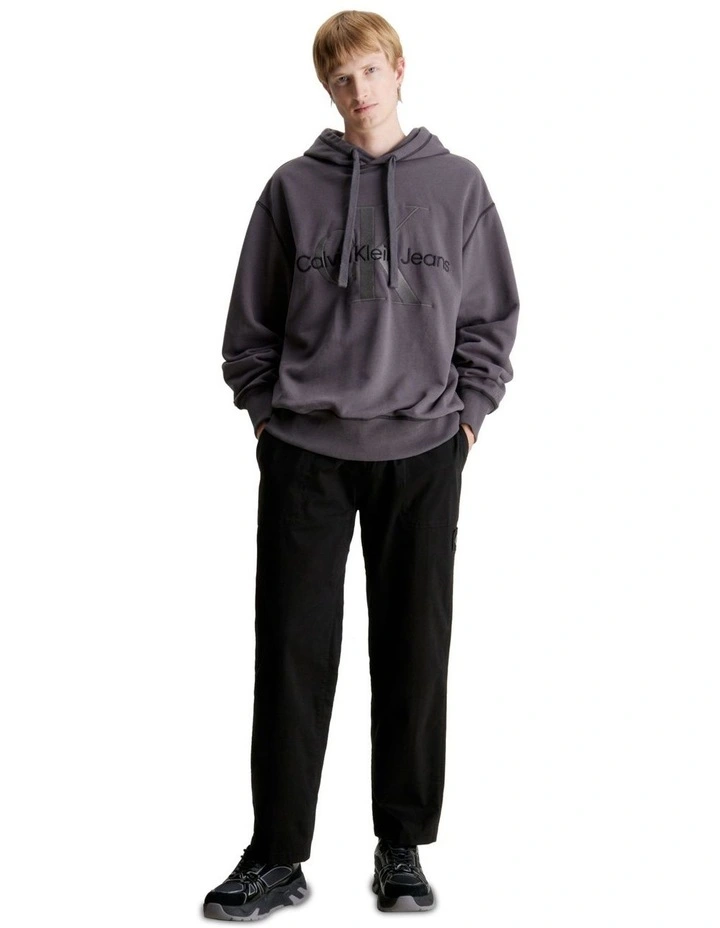 Badge Trim Woven Pant in Black image 3