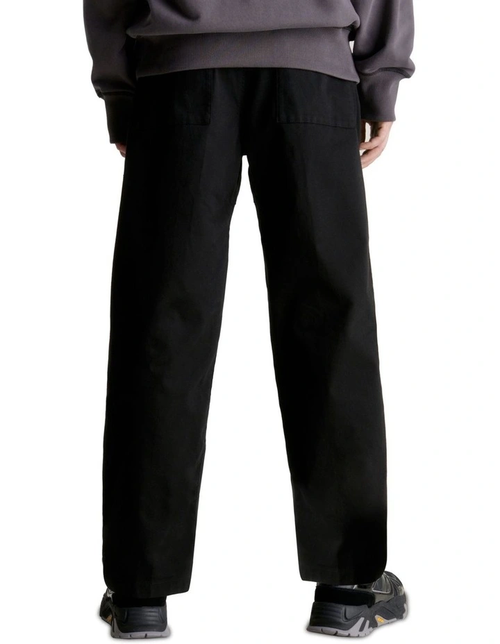 Badge Trim Woven Pant in Black image 4