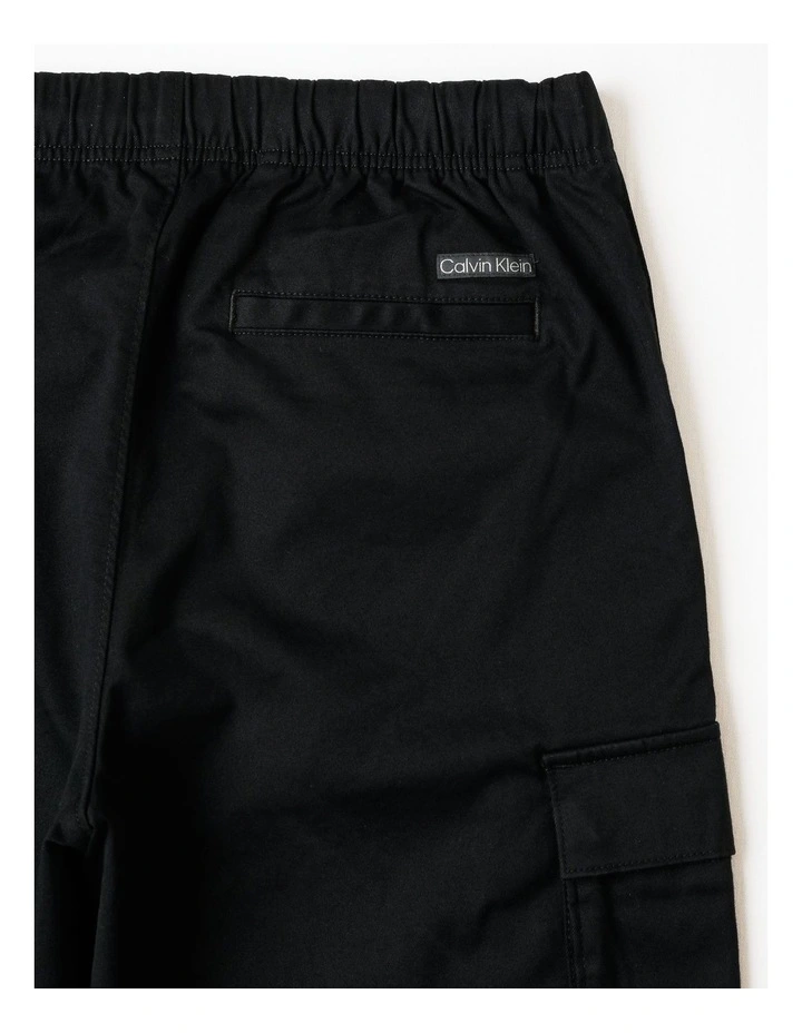 Straight Cotton Pull On Cargo Pant in Black image 4