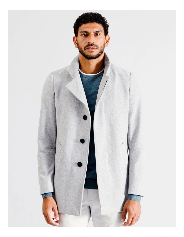 Frankie Funnel Neck Coat in Grey image 2