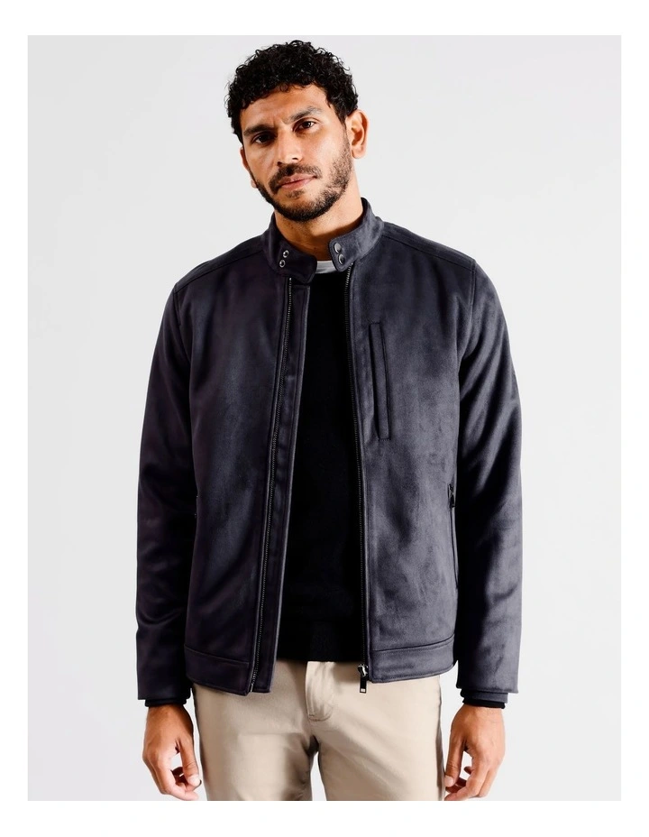 Archer Sueded Bomber Jacket in Navy image 1