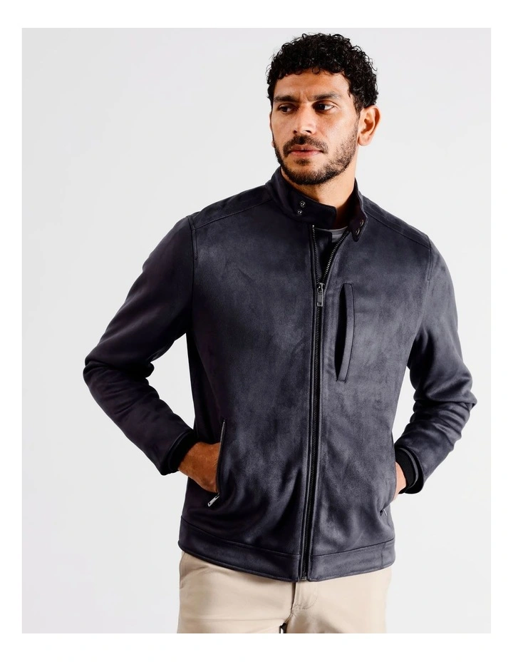 Archer Sueded Bomber Jacket in Navy image 2