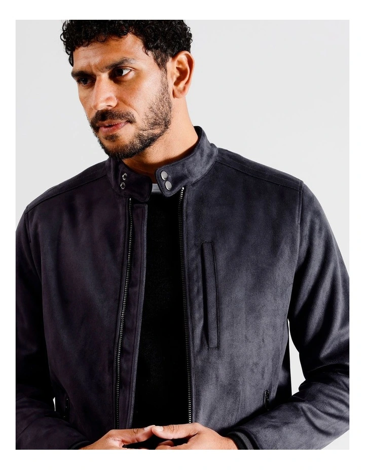 Archer Sueded Bomber Jacket in Navy image 3