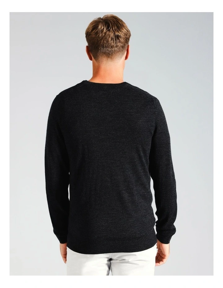 Australian Merino V-Neck Knit in Charcoal image 5