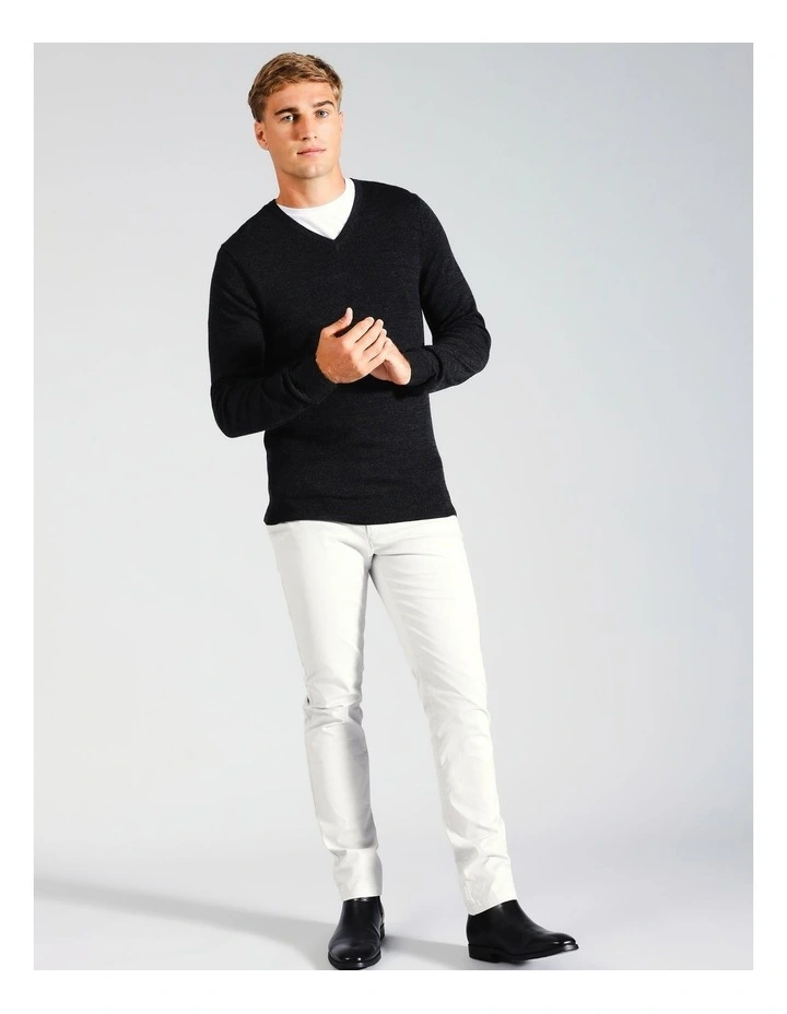 Australian Merino V-Neck Knit in Charcoal image 6