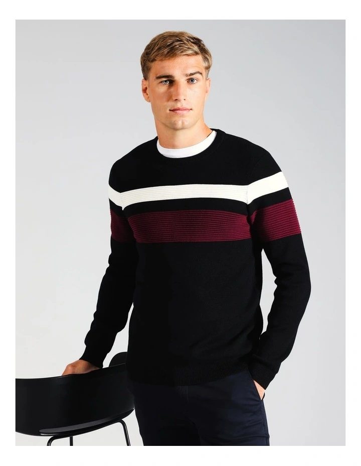 Ethan Engineered Stripe Knit in Red image 1