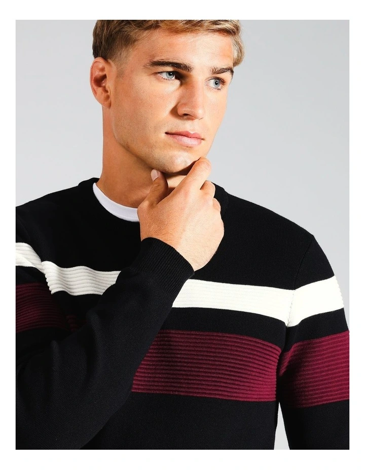 Ethan Engineered Stripe Knit in Red image 3