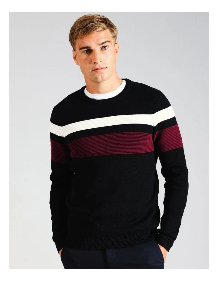 Ethan Engineered Stripe Knit in Red image 4