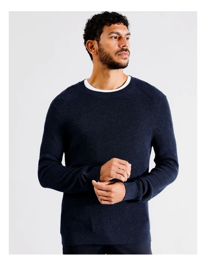 Darcy Textured Crew Knit in Navy image 1