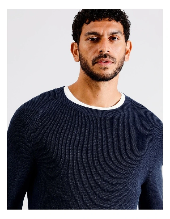 Darcy Textured Crew Knit in Navy image 2