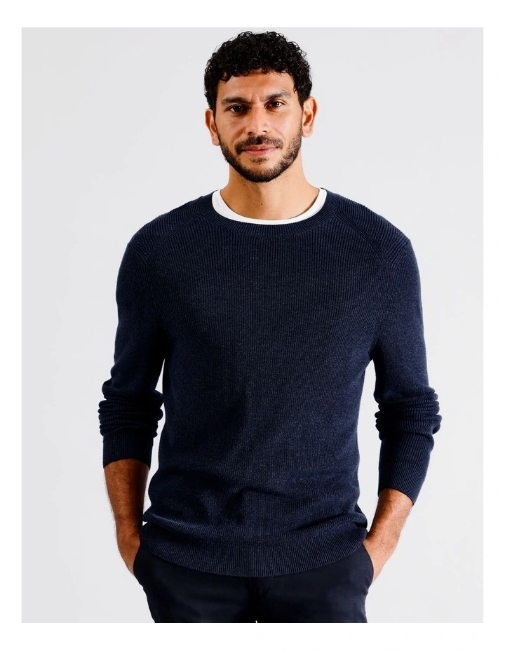 Darcy Textured Crew Knit in Navy image 3