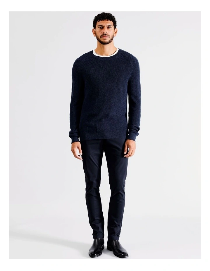 Darcy Textured Crew Knit in Navy image 4