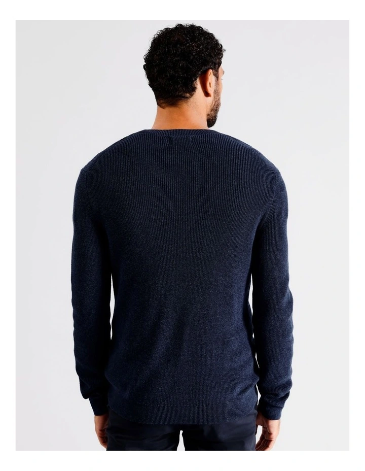 Darcy Textured Crew Knit in Navy image 5