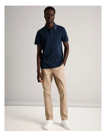 Essential Jacob Mercerised Short Sleeve Polo in Navy