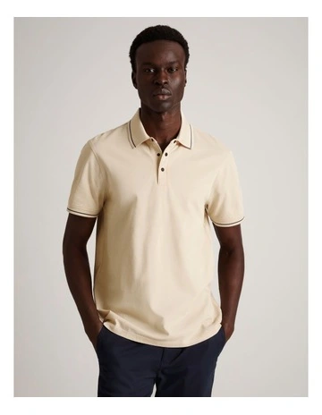 Essential Jacob Mercerised Short Sleeve Polo in Ecru