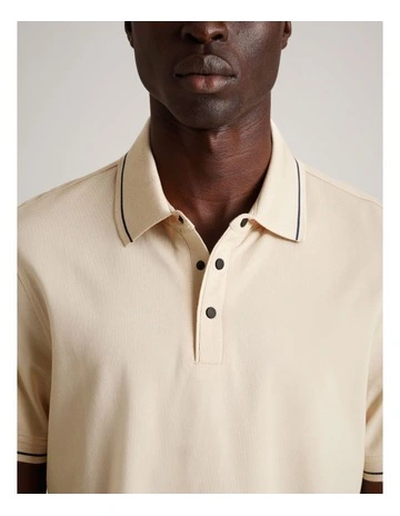 Essential Jacob Mercerised Short Sleeve Polo in Ecru