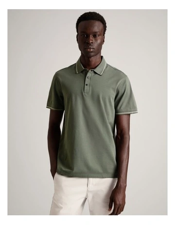 Essential Jacob Mercerised Short Sleeve Polo in Khaki