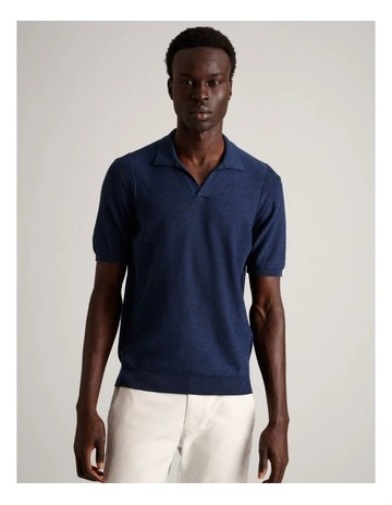 Essential Hayes Knit Short Sleeve Polo in Navy
