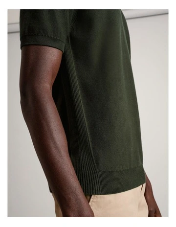 Essential Hayes Knit Short Sleeve Polo in Khaki