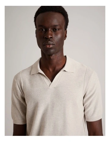 Essential Hayes Knit Short Sleeve Polo in Grey
