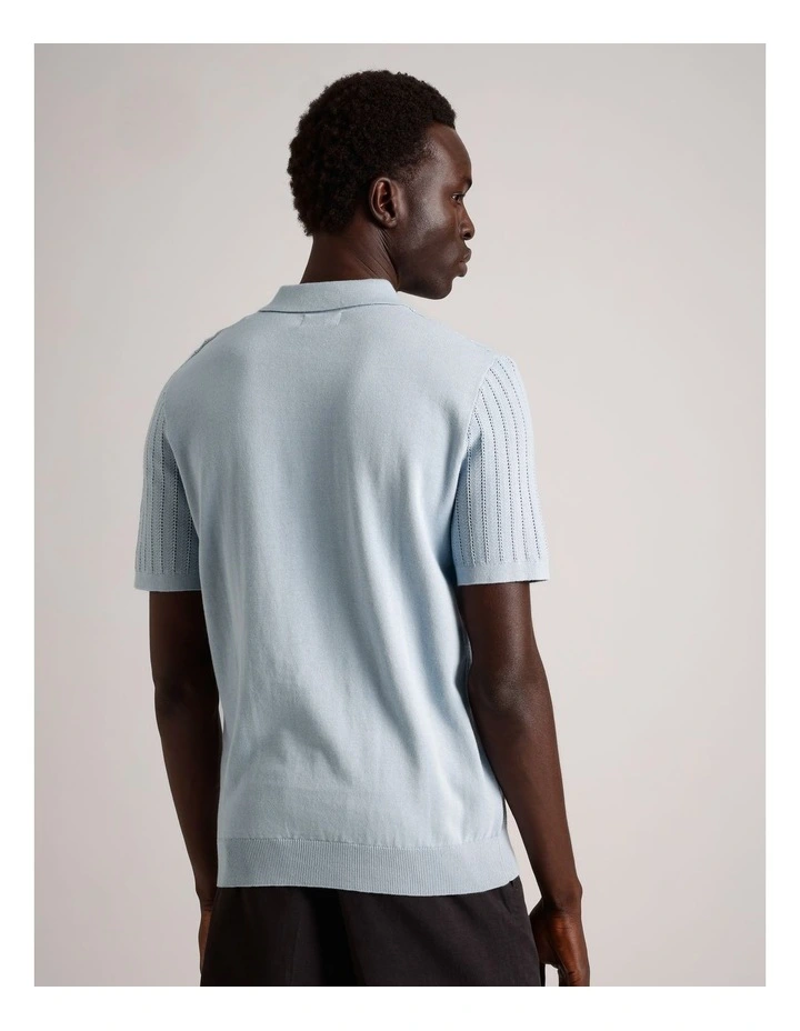 Dalton Textured Zipper Polo in Light Blue image 5