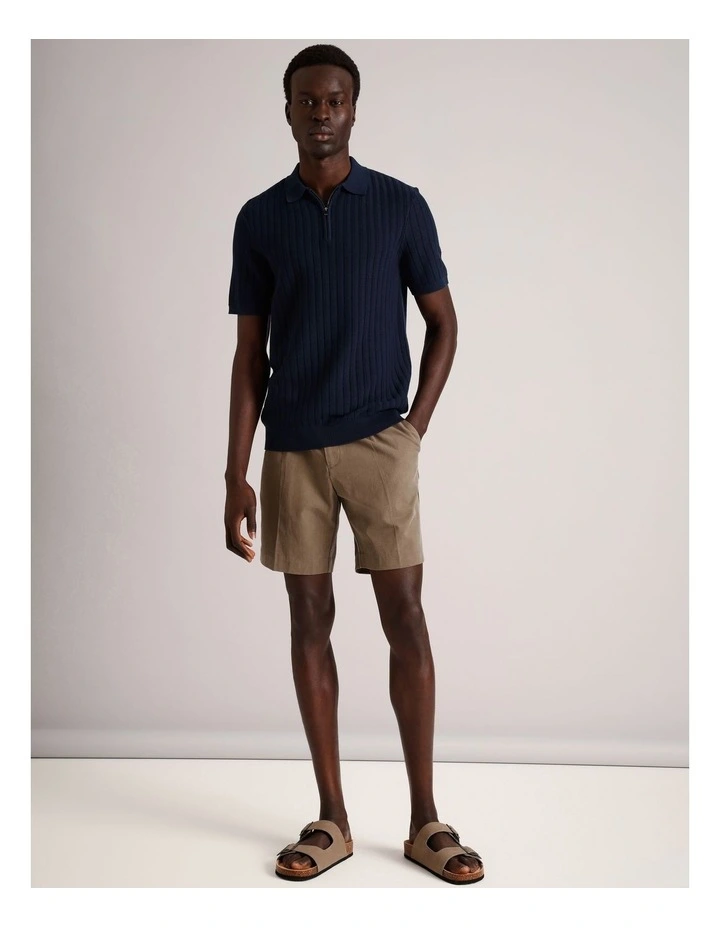 Dalton Textured Zipper Polo in Navy image 2