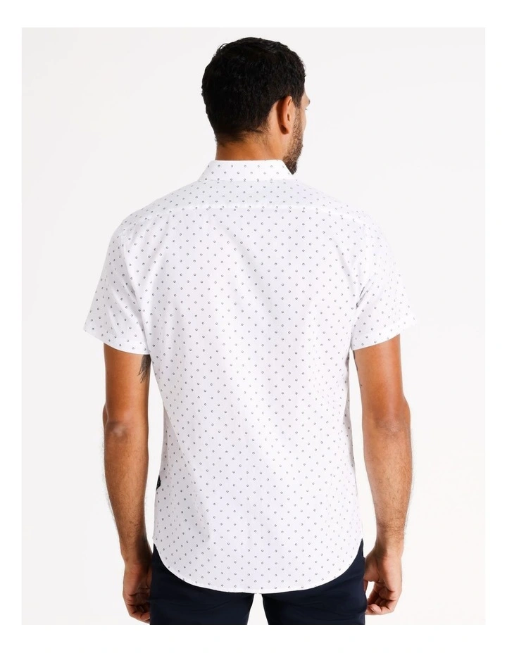 Malakai Geo Print Short Sleeve Relaxed Shirt in White image 4