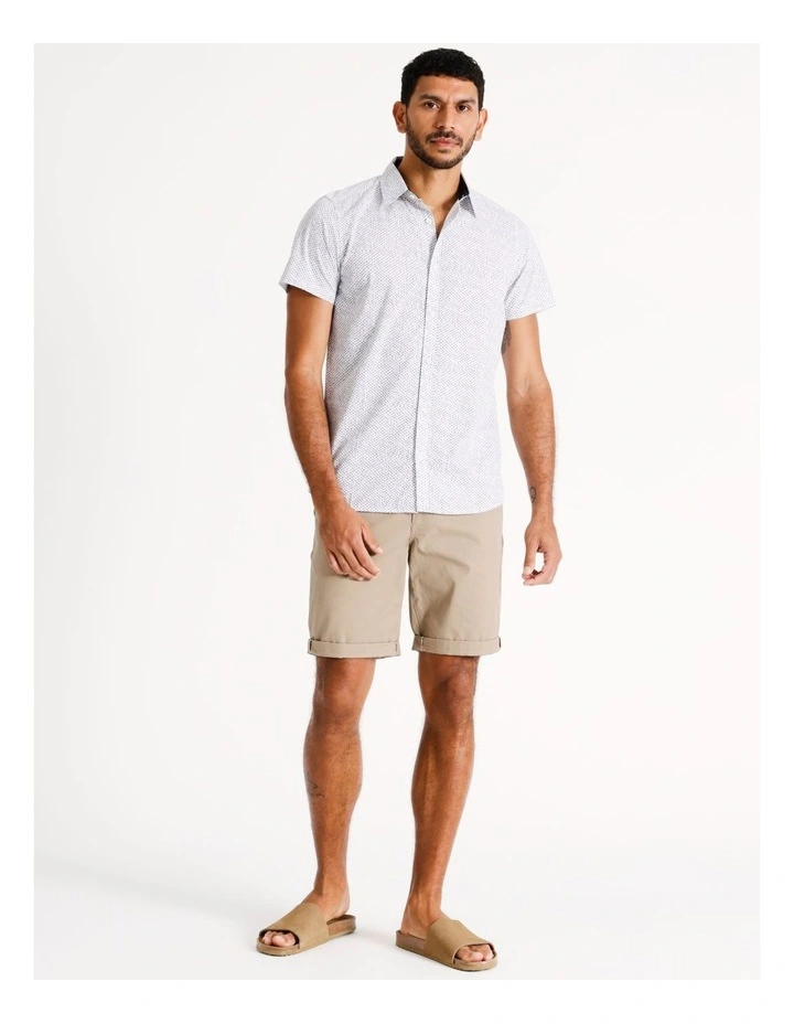 Archie Geo Print Short Sleeve Slim Fit Shirt in Blue image 3