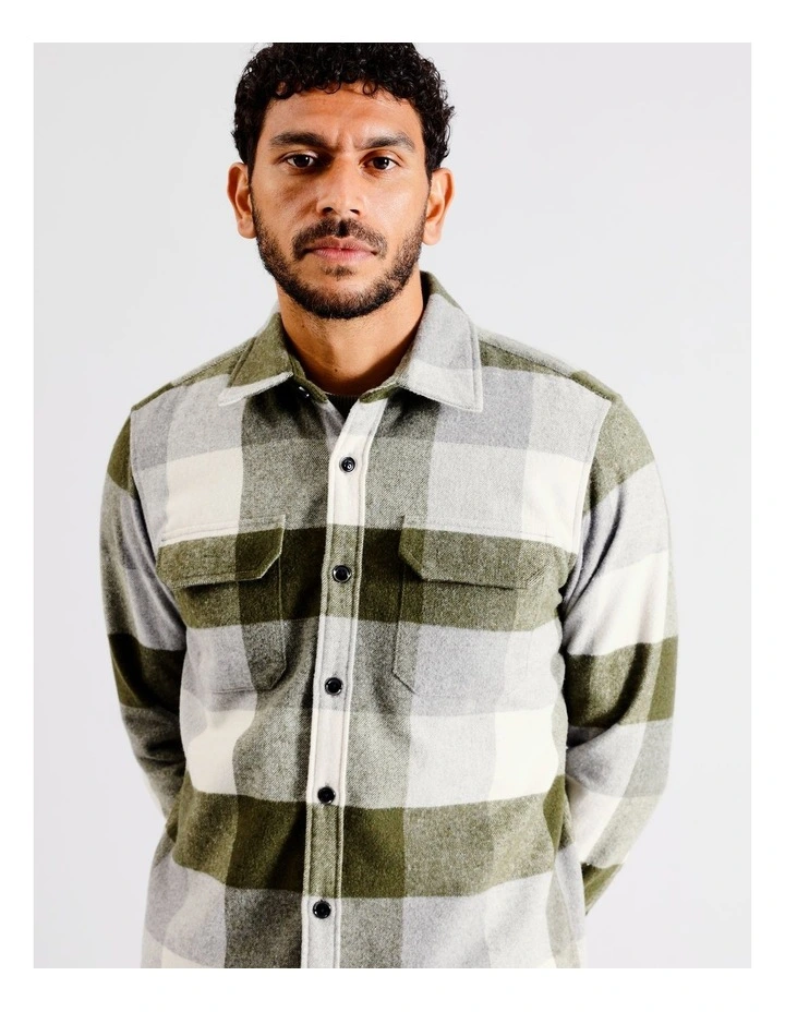 Elijah Check Long Sleeve Overshirt in Sage image 6