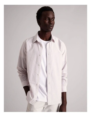 Samuel Striped Long Sleeve Shirt in Grey