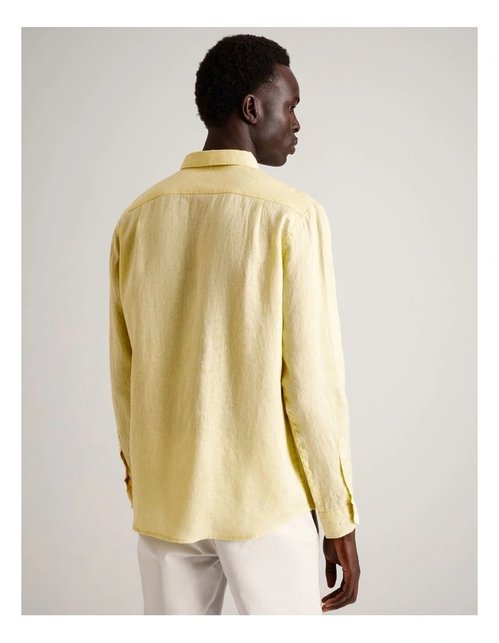 Leo Linen Long Sleeve Relaxed Shirt in Lemon image 6