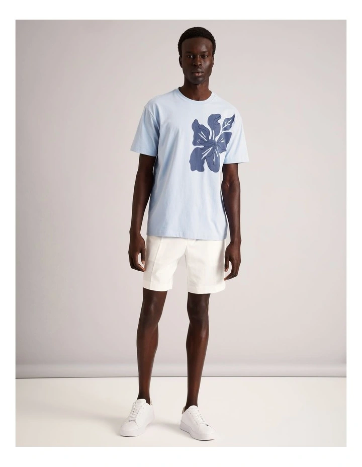 Carson Embroidered Print Short Sleeve T-Shirt in Light Blue image 3