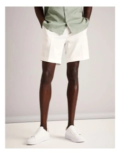 Louis Front Pleat Short in Ecru