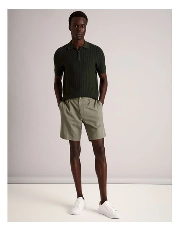 Louis Front Pleat Short in Khaki
