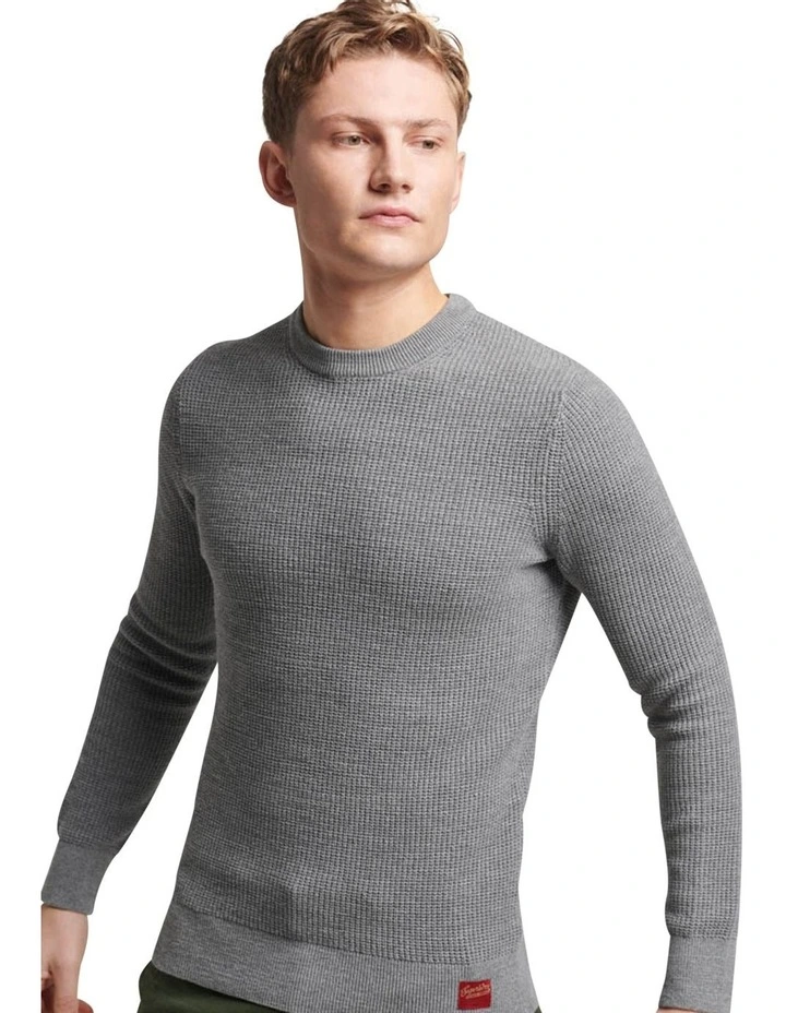Textured Crew Knit Jumper in Storm Grey Heather image 1