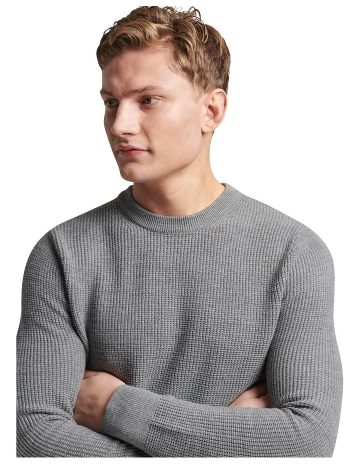 Textured Crew Knit Jumper in Storm Grey Heather image 2